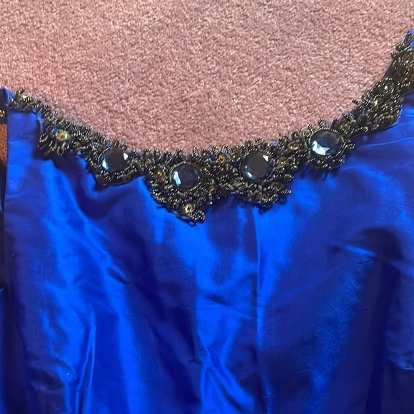 Kay Unger Cobalt Blue Dress Size 14 (has pockets!) - Picture 3 of 6